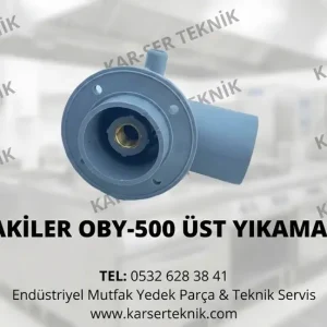 Öztiryakiler OBY-500 bulaşık makinesi üst yıkama göbeği orijinal yedek parça. Mavi polimer gövde, Ø32 mm giriş bağlantısı.